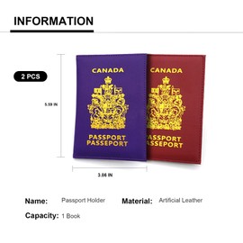 TAMUNI 2 PCS Etui Passeport Voyage - Premium Passport Holder Cover Case - Travel in Style Protect Your Passport with Elegance and Convenience (Purple+Burgundy)