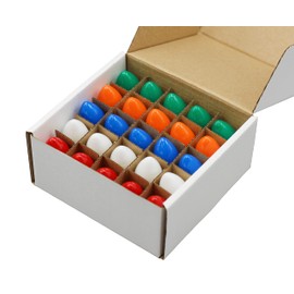 Creative Hobbies Box of 25 Ceramic Multicolor Blinker Bulbs – Green, Red, Orange, White & Blue, C7 Candelabra Base, 7W 120V Random Flash