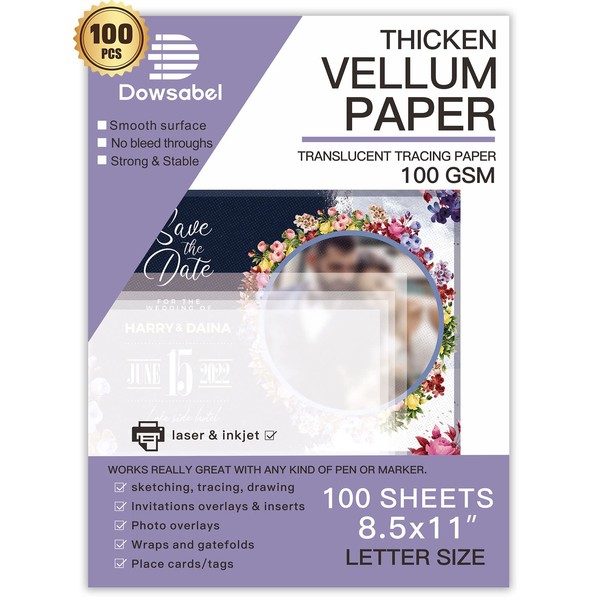 Dowsabel Translucent Vellum Paper, Dowsabel 68LBS 8.5 x 11 inches