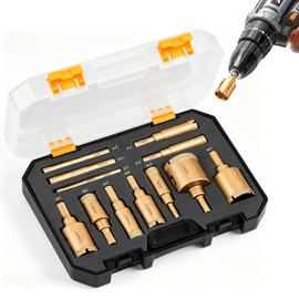 Xanadued 12 Pack Diamond Hole Saw Kit, Diamond Hole Saw, 6mm-35mm Diamond Drill Bits, Glass Drill Bit, Tile Hole Saw Kit for Ceramic, Glass, Marble and Granite Stone