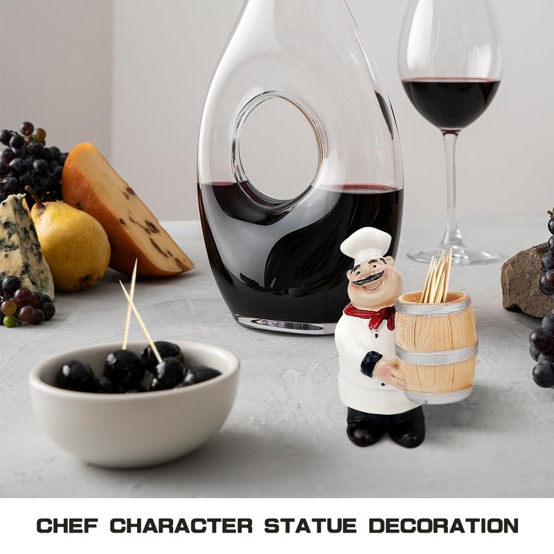 DOERDO DD Resin Chef Toothpick Holder, Toothpick Dispenser Chef Statue