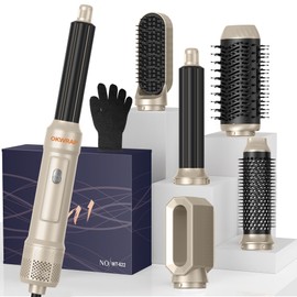 Blow Dryer Brush Set of 6, Air Curling Iron 3 Temperature Negative Ionic Hair Dryer Brush, Hot Air Brush Hair Styling Tools, 800W Volumize Straightener Round Brush Blow Dryer 100-120V