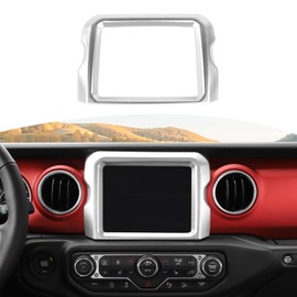 RT-TCZ for Jeep JL Center Console Radio Display Panel Trim Cover for Jeep Wrangler JL JLU Gladiator JT 2018-2023 Silver Interior Accessories 8.4 inch