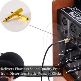 2 Headphone Audio Jack Adaptors – Stereo Aux Plug Converters (6.35mm Male/1/4 Inch to 3.5mm Female/1/8 Inch), Compatible with Digital Pianos, Keyboards, Amplifiers, and Earphones(Gold)