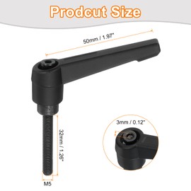 QUARKZMAN Pack of 4 M5 x 32 mm Adjustable Knobs Handle Male Thread Push Button Ratchet Quick Release Turning Bolts for Lathes, Black