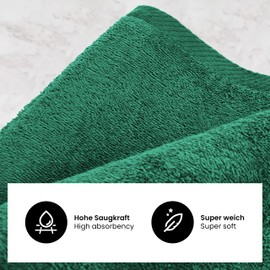 BaSaTex - Hand Towel Set for Household and Guests Pack of 4 - Terry Towel Towels with Hanging Loop Made of Soft Cotton in 50 x 100 cm - Bath Towels Oeko-Tex Standard 100 Certified - Anthracite Emerald