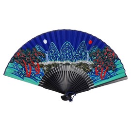 Seoulful Vintage Korean Royal Court Fan - Traditional Ilwol Obongdo Sun and Moon Folding Hand Fan
