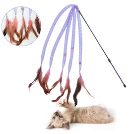 KINDABLU Interactive Cat Toys with 5 Feathered Ropes (2 PCS), Indoor Automatic Cat Toy for Cat, Promoting Exercise and Stress Reduction as Fun Cat Chase Toy.