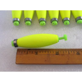Unbranded 24 2.0" FISHING BOBBERS Small Cigar Floats Weighted Foam Snap on Float Choice - Flo-Chartreuse