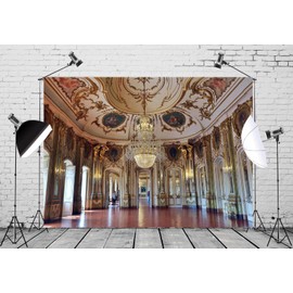 Loccor Fabric 7x5ft Luxurious Palace Backdrop for Photography Aristocratic Castle Chandelier Royal Palace Interiors Background Wedding Ceremony Photoshoot Girls Lover Portrait Photo Studio Props
