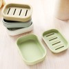 Light Green Soap Dish Tray with Lid, Double Layer Draining