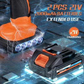 Protmex Cordless Car Buffer Polisher w/ 2x2000mAh 21V Batteries, 6 Inch Car Buffer Waxer Kit, Car Polishing Machine w/Extra 18 PCS Attachments & 6 Variable Speed