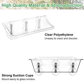 AnBaiMei Clear Window Mounted Bird Feeder Bath with Strong Suction Cups for Outside, Transparent Glass Birdfeeder Birdbath for Cats, Kids, Elderly Viewing, 1 Pack