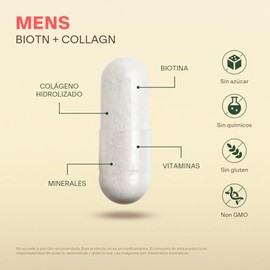 VITAL BOTANICS - Biotina + Colágeno Hidrolizado Para Hombre - Con Vitaminas A, D, E, B5 y B9, Calcio, Magnesio, Zinc - 200 Cápsulas De 500 Mg - 6 Mese