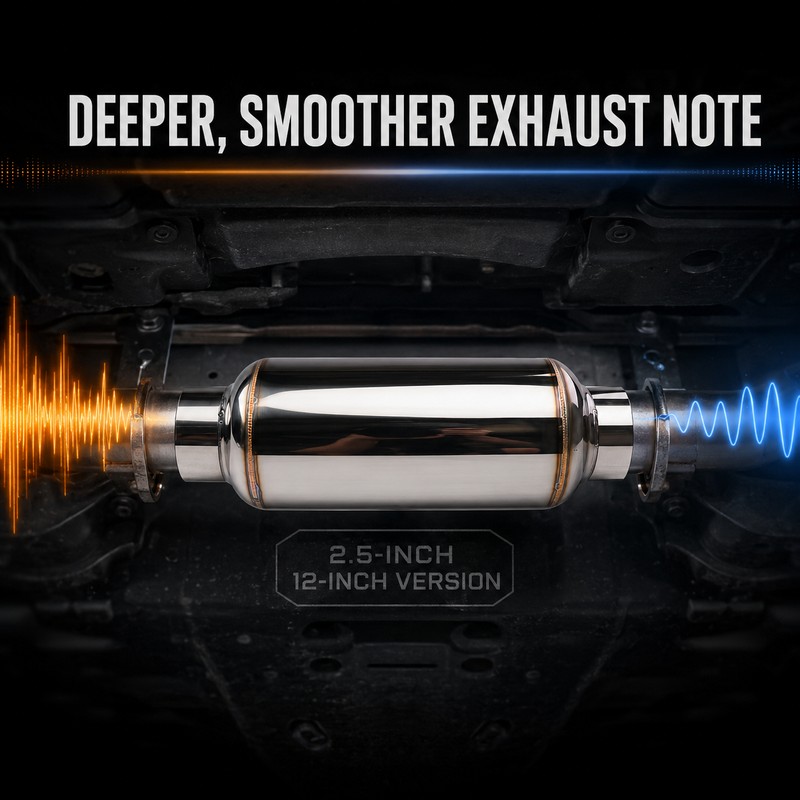 2.5 Inch Stainless Steel Exhaust Resonator 12 Inch Straight-Through Muffler