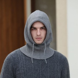 Men's New Winter Balaclava Hat & Warm Scarf LF1592 - One Size Black 4ea