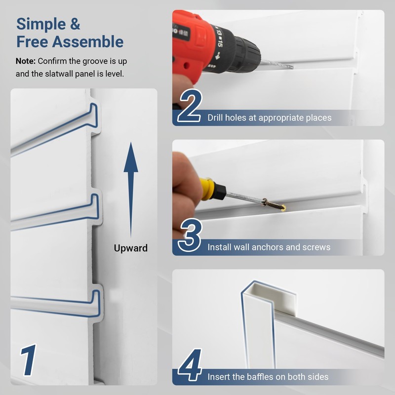 Neoaider Slatwall Panel 4 FT x 2 FT, Interlocking Slat