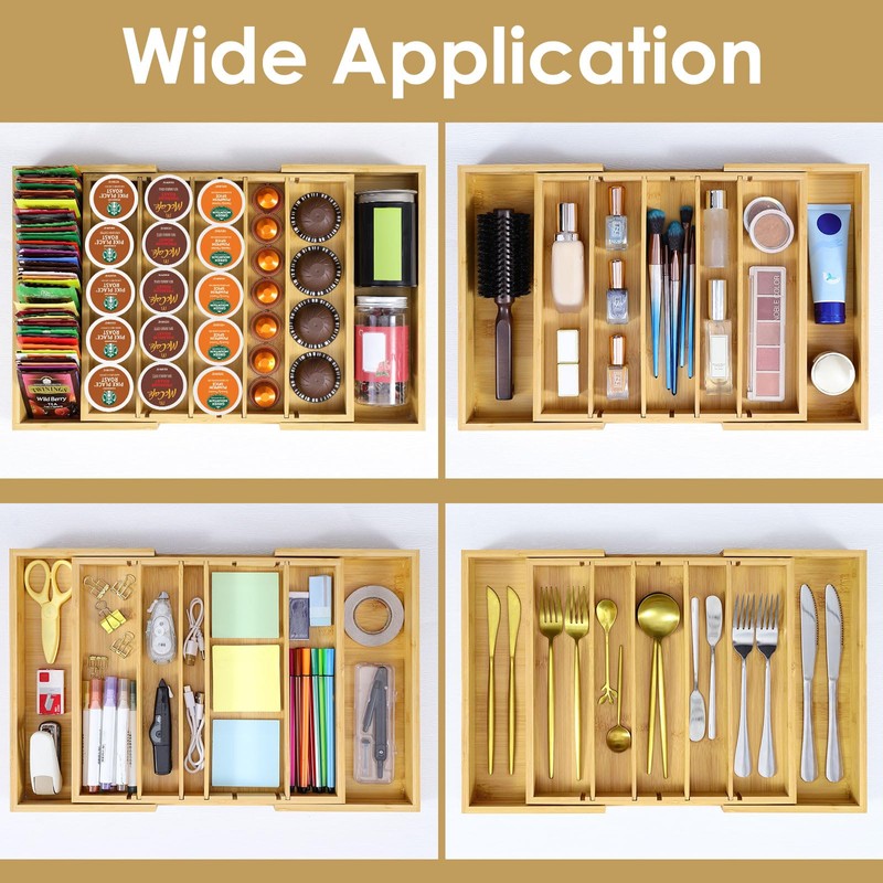 Kssiaz Coffee Pod Holder Drawer, Bamboo K Cup Holder Compatible