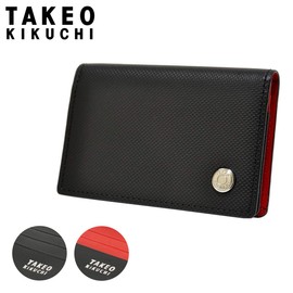 Takeokikuchi Amigo Men's Business Card Holder, Cowhide Leather, Genuine Leather, [31] Black/Red