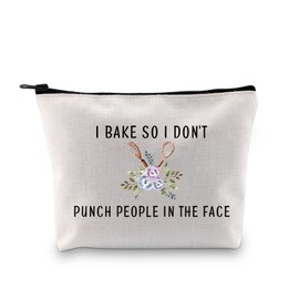 Funny Baker Bag I Bake So I Don't Punch People in The Face Cooking Makeup Bag Baking Lover Gift (Bake)
