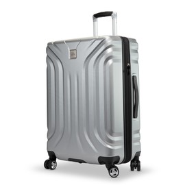 Skyway Nimbus 4.0 Expandable, Durable Hardside, 4 Wheel Spinner, Lightweight Suitcase, Unisex, Stylish, Shiny Silver, Checked-Large 28-Inch
