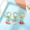 FASHEWELRY 3Pcs Cute Keychain for Women Rhinestone 3D Resin Cherry