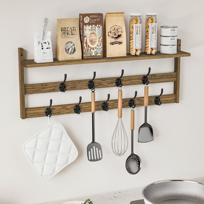 AMBIRD Coat Rack Wall Mount with Shelf, 29" Coat Hooks