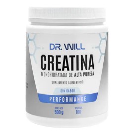Creatina Monohidratada Dr Will de 500 g para Fuerza y Rendimiento                                                                                     