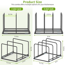 LAEMYFYRE Pan and Pot Organizer Rack, Cutting Board Organizer for Cookie Sheet,Frying Pan inside Cabinet,Baking Pan, Tray Organizer for Kitchen Storage - Total 5 Compartments(2 Pcs)