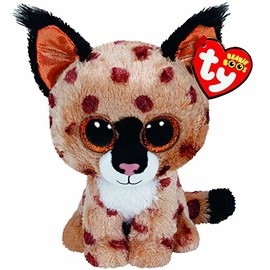 Carletto Ty 36190 Ty 36190-Buckwheat-Luchs braun mit Glitzeraugen, Beanie Boo's, 15 cm
