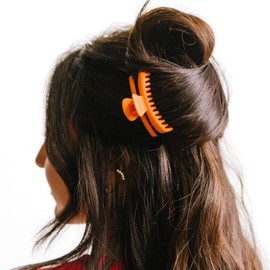 KAXI Hold Everything Mini Hair Claw, Perfect for Thick & Thin Hair, Straight, Wavy or Curly, Strong Clip With 32 teeth & Many Colors to Choose (Neon Orange)