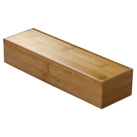 Luxshiny Wooden Cutlery Box with Lid Kitchen Chopsticks Box Tableware Drawer Organizer Bamboo Storage Case Countertop Silverware Container Tableware