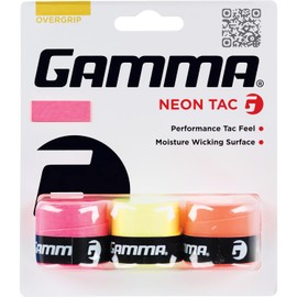 Gamma Sports Neon Tac Overgrip, Tacky Grip for Tennis, Pickleball, Squash, and Badminton Racquets, Assorted 3 Pack