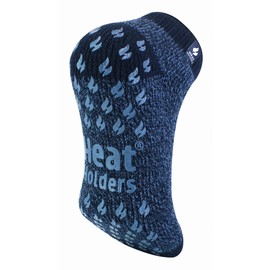 HEAT HOLDERS - Mens 2.3 TOG Warm Thick Anti Slip Low Cut Ankle Thermal Slipper Socks | Trainer Socks with Grips for Winter (12-14, Navy)