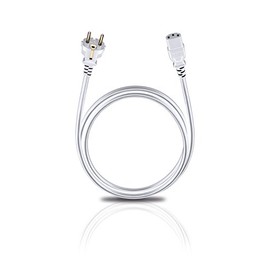 Oehlbach Powercord C13 Power Cord with Two-Pin Plug and IEC Power Connector 1.5 m White