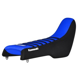 Enjoy Mfg 1989 KAWASAKI KDX 200 gripper seat cover  BLACK/TM BLUE/BLACK ribs #181 LOGO