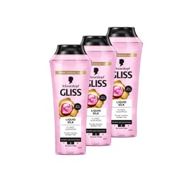 Gliss Liquid Silk Shampoo (3 x 250 ml) Hair Shampoo with Ceramides & Silk, Shine Shampoo for Brittle and Dull Hair Smooths the Hair Surface