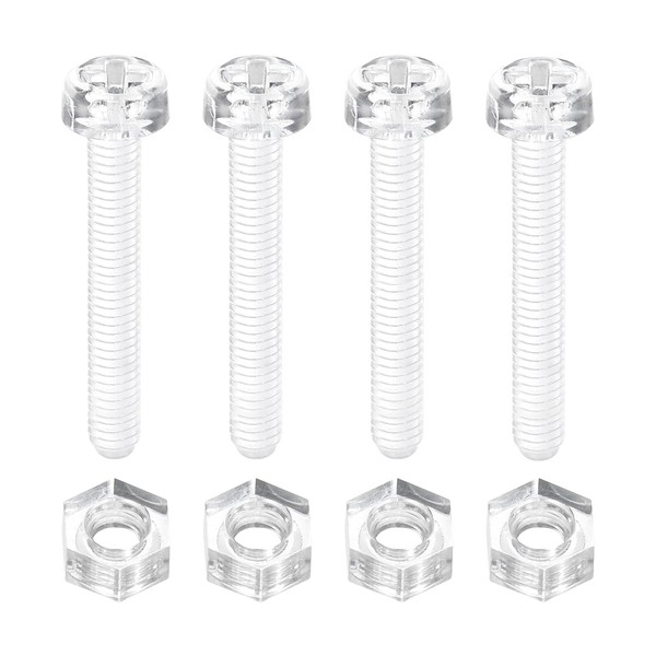 uxcell 100 Sets Clear Acrylic Screws and Nuts Kit, M3