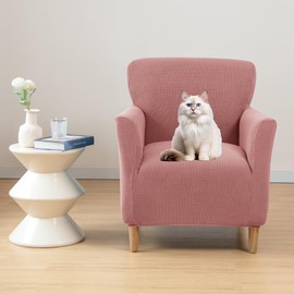 SONNACH Stretch Mid Century Modern Armchair Slipcover 1-Piece Armchair Slipcovers for Living Room Furniture Protector (Pink)