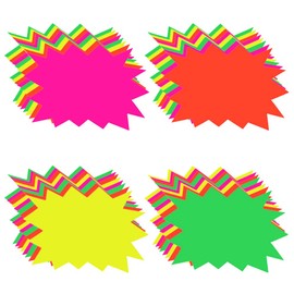 160 Pieces Fluorescent Starburst Sales Signs, Neon Paper Star Explosion Retail Price Labels, Blank Star Shape Paper Signs for Retail Stores, Party Favors (4 Colors)
