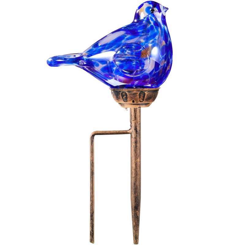 Solar Bird Garden Stake Lights - Hand Blown Glass Decorative