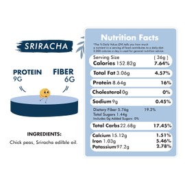 Lively Foods Crunchy Chickpeas Sriracha Flavor Crispy Chickpea Beans Gluten Free Snack Good Source Protein Fiber (1.27 Oz Each, Pack Of 10)