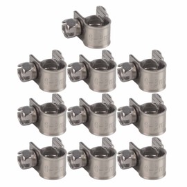 Hose Clamp Set 10-Piece T-Bolt Mini Fuel Line Pipe Stainless Steel Hose Clamp Clamps Rustproof 6 mm-20 mm Optional Size (8-10 mm)