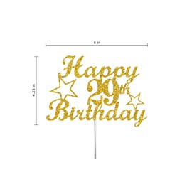 Decoración para tartas de cumpleaños con purpurina dorada, ideas de decoración de fiesta, calidad premium, resistente purpurina de doble cara, palo de acrílico. Fabricado en Estados Unidos (29)