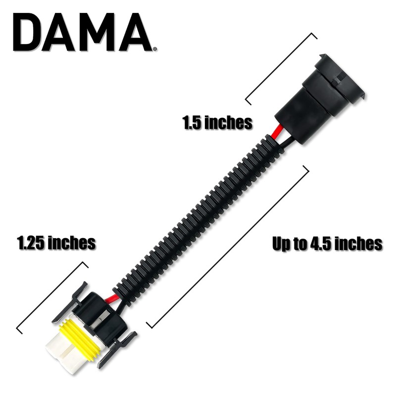 DAMA H11 H8 Bulb Socket Adapter Wire Harness Extension Connector