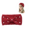 COLLBATH Knit Woolen Pearl Bowknot Headband for Women Winter Crochet
