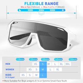 KAPVOE Photochromatic Photochromic Photochromic Children's Sunglasses Youth Baseball Sunglasses UV400 Protection Lightweight TR90 Frame Cycling Glasses for Boys Girls Sports Cycling 03