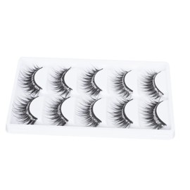 OHPHCALL Chic Fake Beauty Eyelashes 5 Pairs Lashes Waterproof Artificial Fiber Lash Black for Daily Makeup and Parties