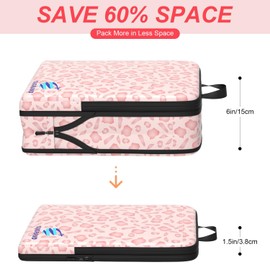 Ougrand 6 Set Compression Packing Cubes for Travel, Durable Luggage Organizer Bags, Lightweight Suitcase Organizer Bags Set for Travel Essentials (Pink Petal)