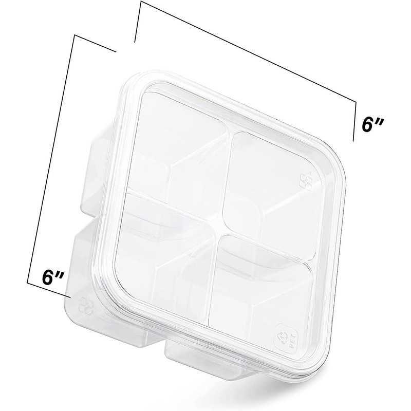 MT Products Plastic 4 Compartment Bento Box 6" x 2"